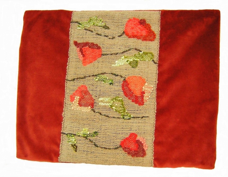 Pillow Red Poppy Seed Flowers